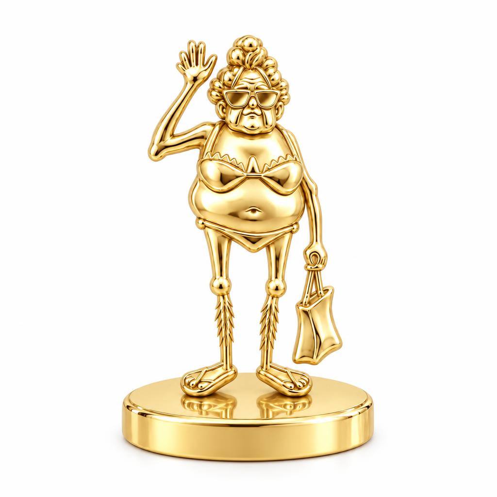 Beach Day Granny Keepsake Plaque – 18K gold, front view