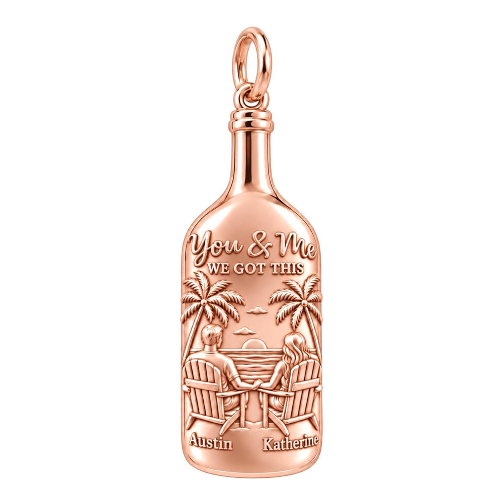 Beach Sunset Bottle Charm Bracelet – Personalized Couple Gift – rose gold 3 cm charm, front view