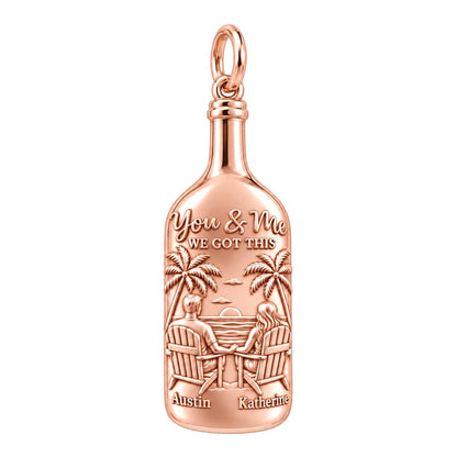 Beach Sunset Bottle Charm Bracelet – Personalized Couple Gift – rose gold 3 cm charm, front view