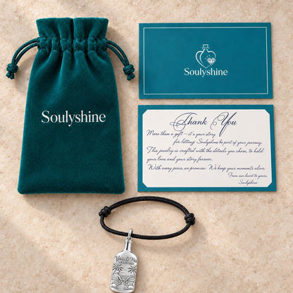 Beach Sunset Bottle Charm Bracelet – Personalized Couple Gift – Soulyshine velvet pouch and gift card