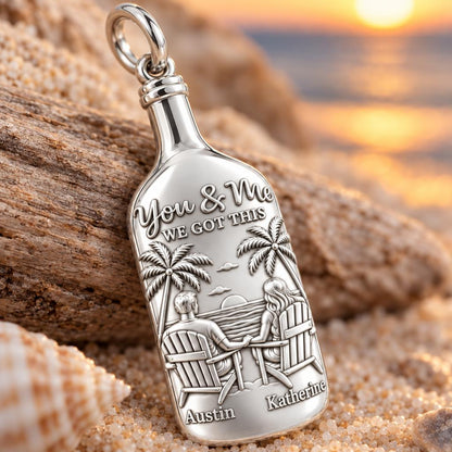 Beach Sunset Bottle Charm Bracelet – Personalized Couple Gift – macro detail of the charm