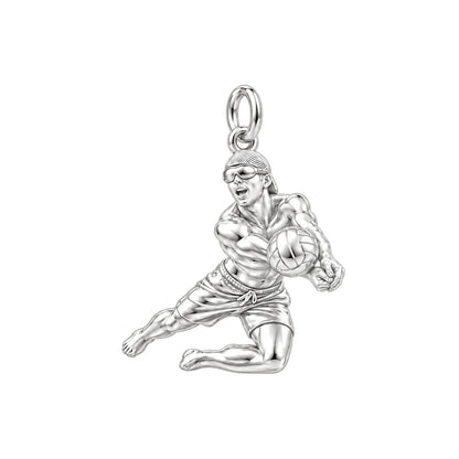 Beach Volleyball Pro Charm Bracelet – Personalized Athlete Gift – silver charm, front view