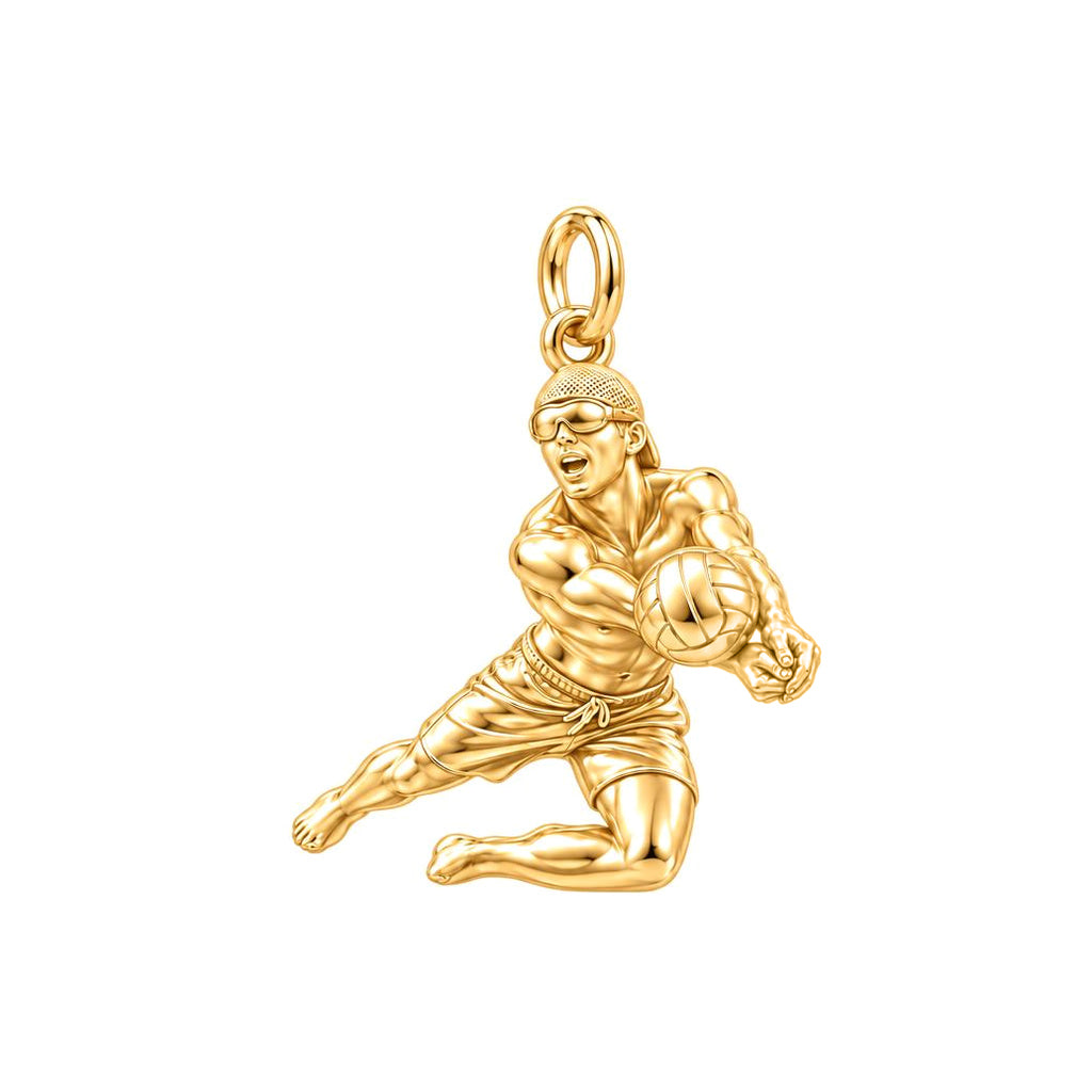Beach Volleyball Pro Charm Bracelet – Personalized Athlete Gift – 18K gold charm, front view