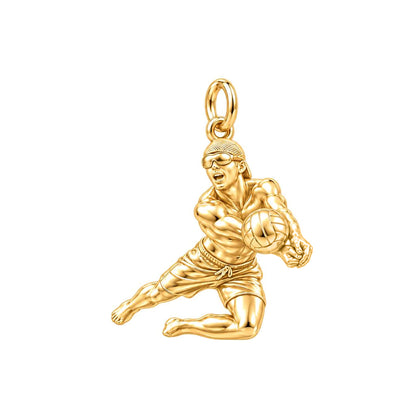 Beach Volleyball Pro Charm Bracelet – Personalized Athlete Gift – 18K gold charm, front view