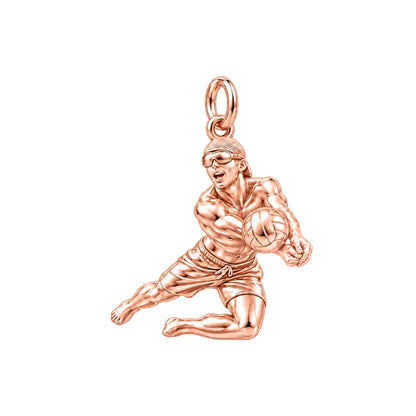 Beach Volleyball Pro Charm Bracelet – Personalized Athlete Gift – rose gold charm, front view