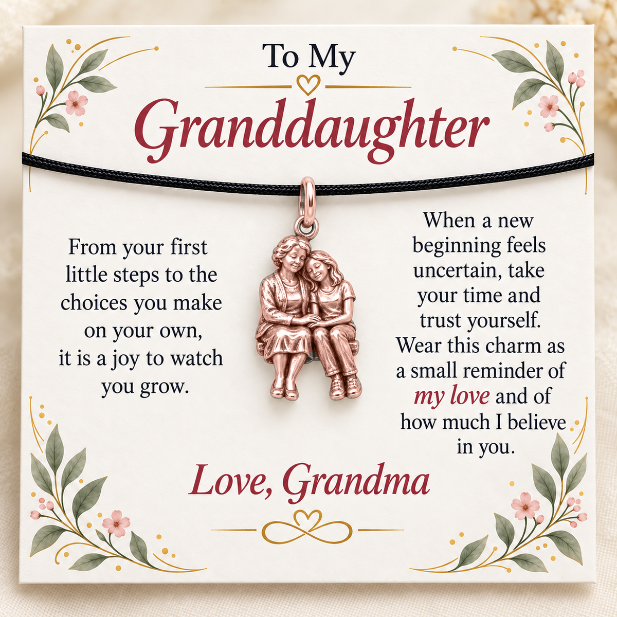 Grandma's Listening Charm: Confidence Through Her Love — Main image, rose gold finish