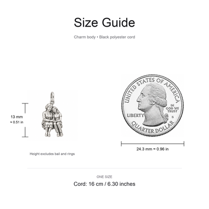Grandma's Listening Charm: Confidence Through Her Love — Size guide, 13 mm body and 16 cm cord