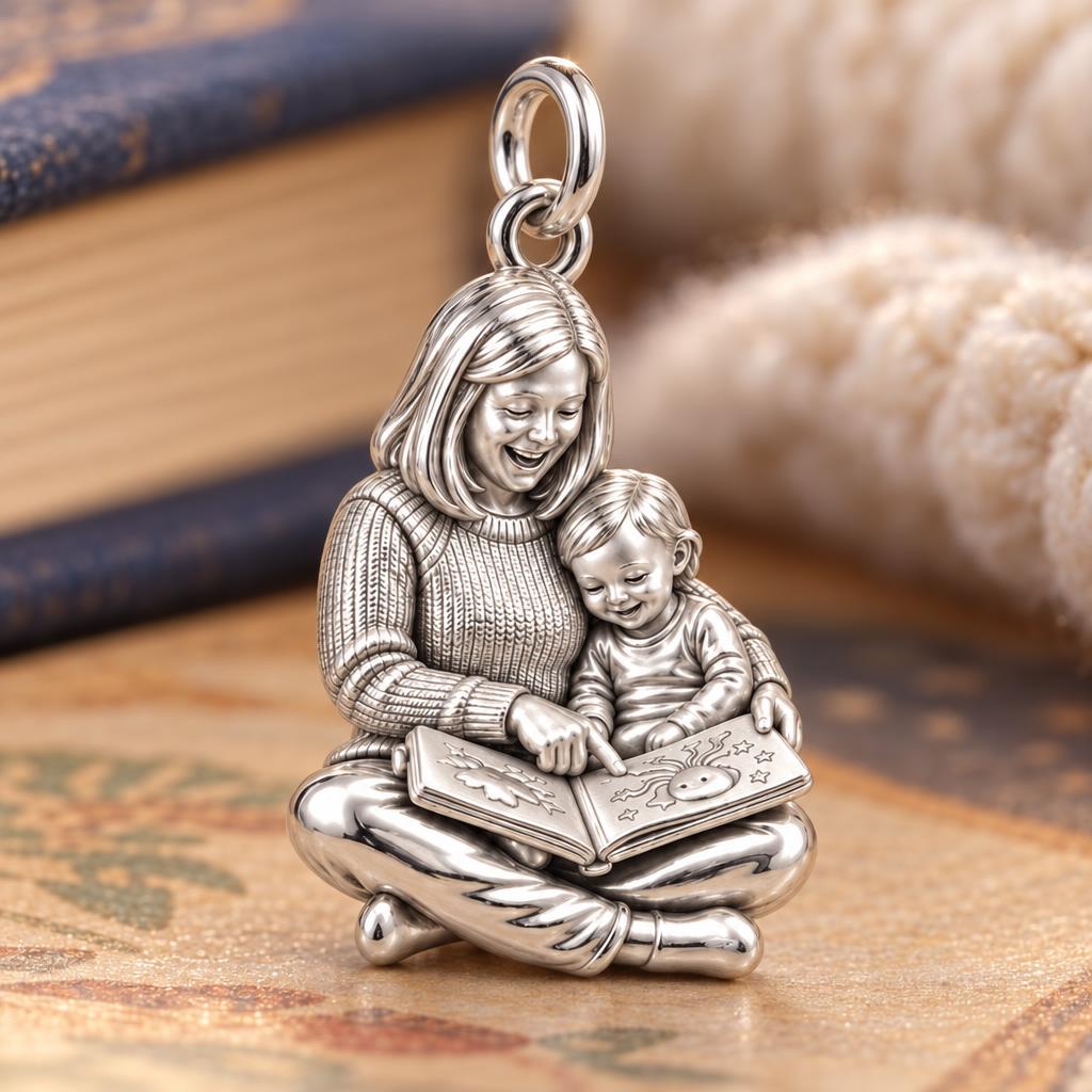 Bedtime Story Together Charm Bracelet – Personalized Nana Gift – macro detail of the charm
