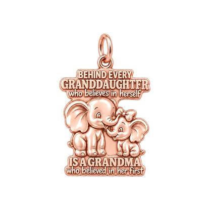 Believing Grandma Elephant Charm Bracelet – Personalized – rose gold charm, front view