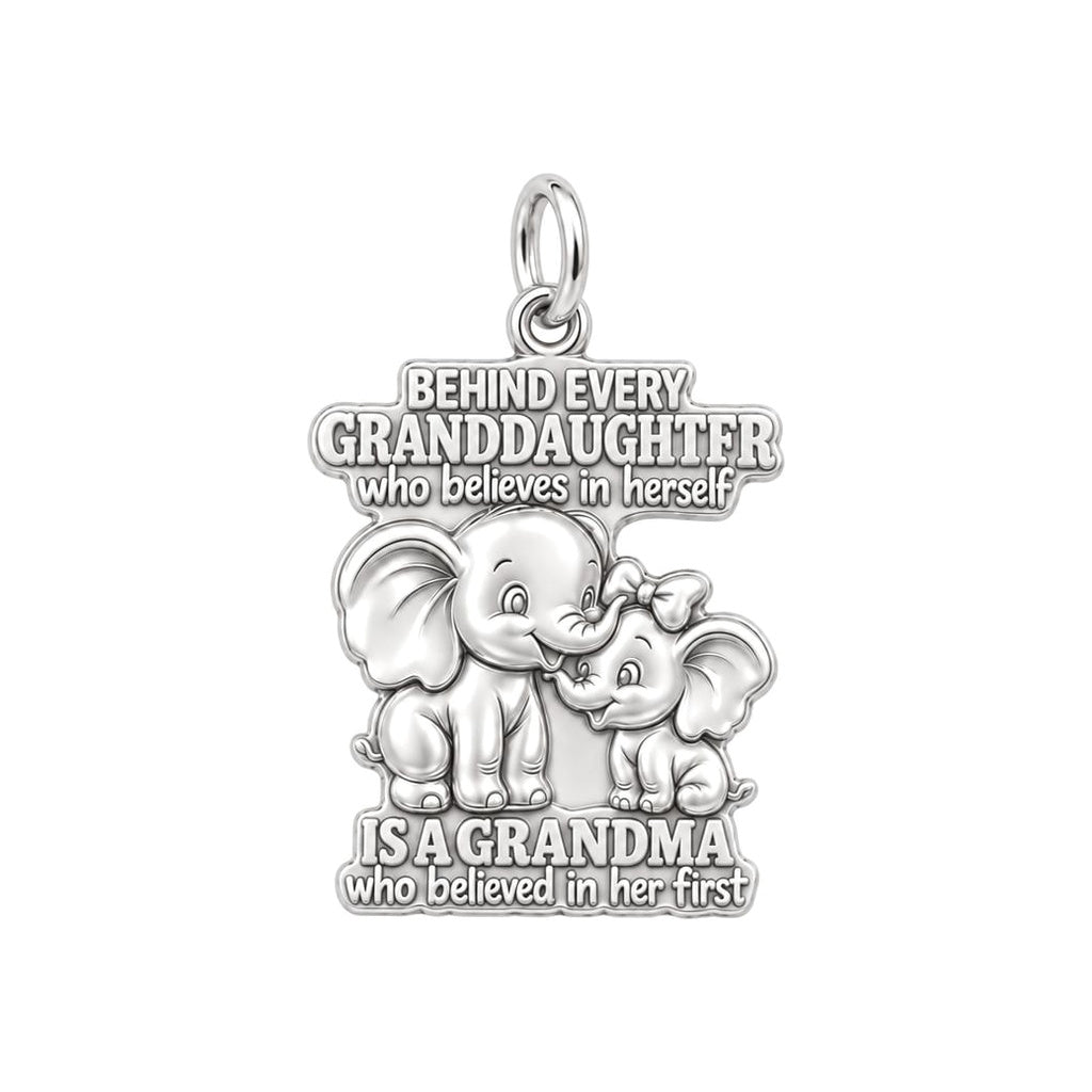 Believing Grandma Elephant Charm Bracelet – Personalized – silver charm, front view