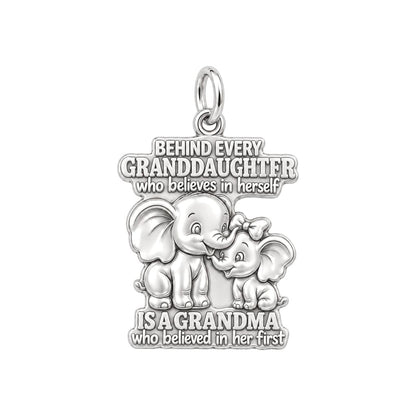 Believing Grandma Elephant Charm Bracelet – Personalized – silver charm, front view