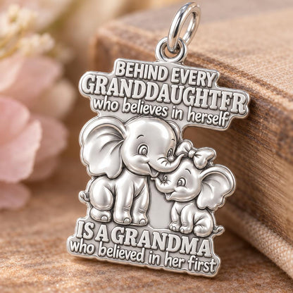 Believing Grandma Elephant Charm Bracelet – Personalized – macro detail of the charm