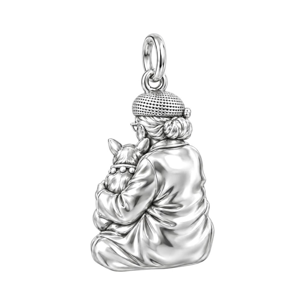 Beloved Companion Portrait Charm Bracelet – Personalized Mom Gift – back of the charm, engraving area