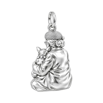 Beloved Companion Portrait Charm Bracelet – Personalized Mom Gift – back of the charm, engraving area