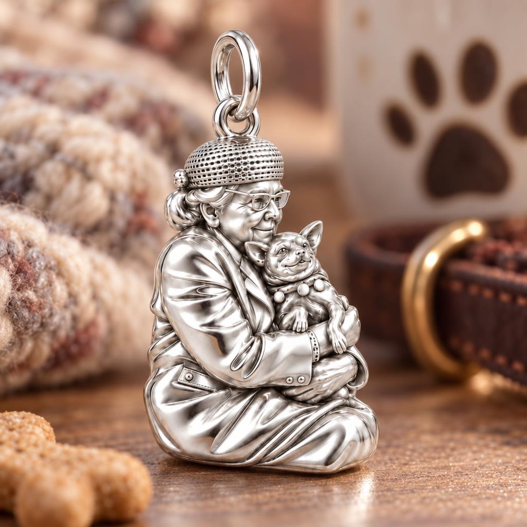 Beloved Companion Portrait Charm Bracelet – Personalized Mom Gift – macro detail of the charm