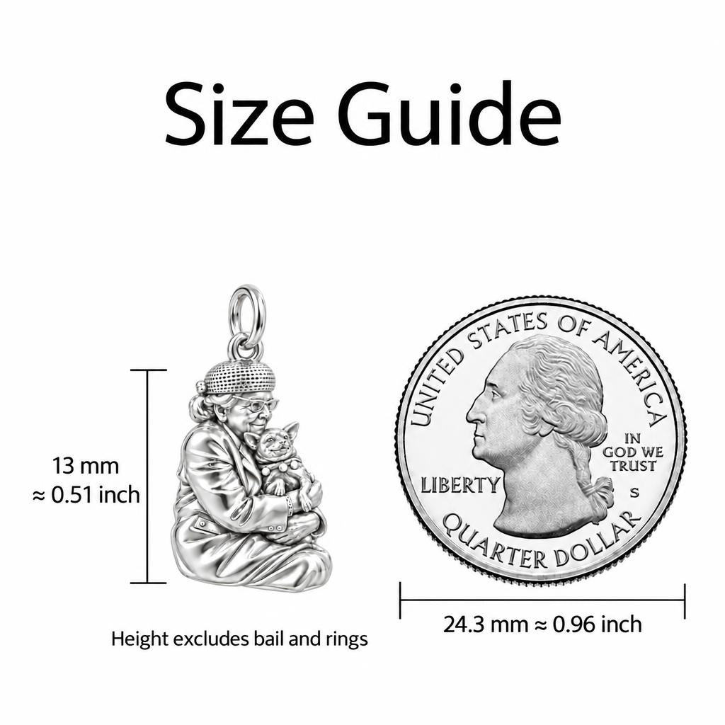 Beloved Companion Portrait Charm Bracelet – Personalized Mom Gift – size guide, 13 mm charm next to a quarter