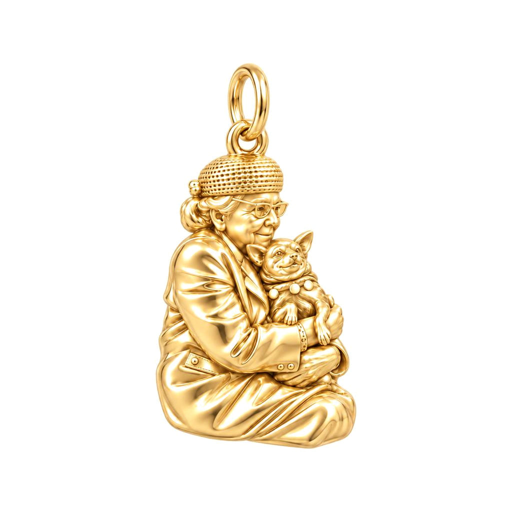 Beloved Companion Portrait Charm Bracelet – Personalized Mom Gift – 18K gold charm, front view