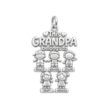 Beloved Grandkids Charm Bracelet – Personalized Grandpa Gift – silver charm, front view
