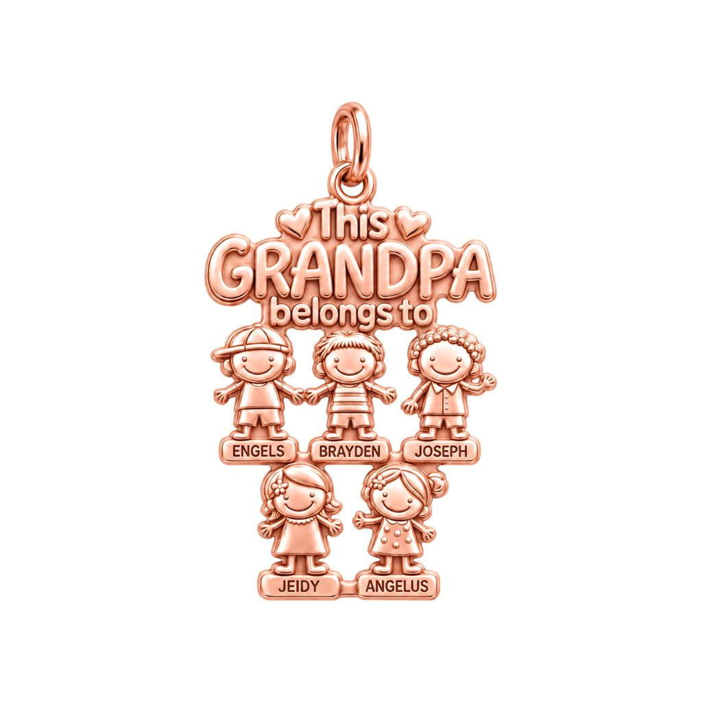Beloved Grandkids Charm Bracelet – Personalized Grandpa Gift – rose gold charm, front view