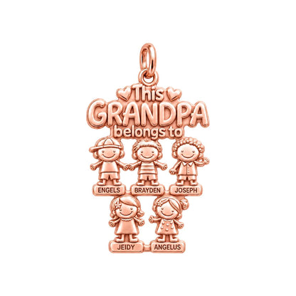 Beloved Grandkids Charm Bracelet – Personalized Grandpa Gift – rose gold charm, front view