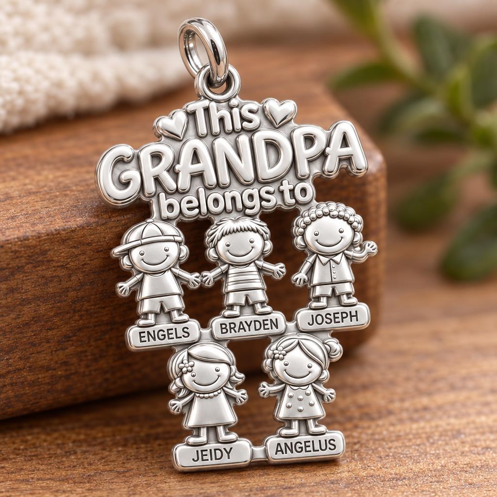 Beloved Grandkids Charm Bracelet – Personalized Grandpa Gift – macro detail of the charm
