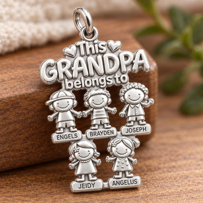 Beloved Grandkids Charm Bracelet – Personalized Grandpa Gift – macro detail of the charm