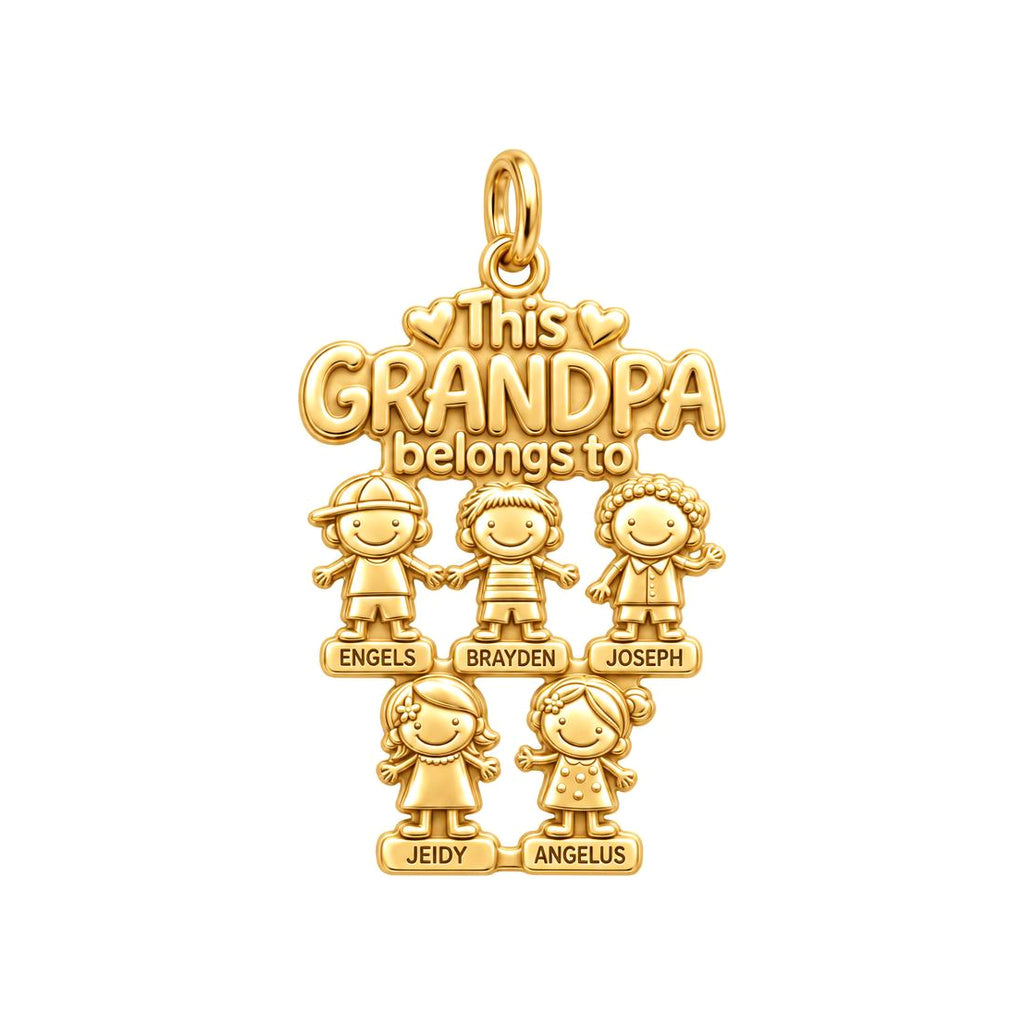 Beloved Grandkids Charm Bracelet – Personalized Grandpa Gift – 18K gold charm, front view
