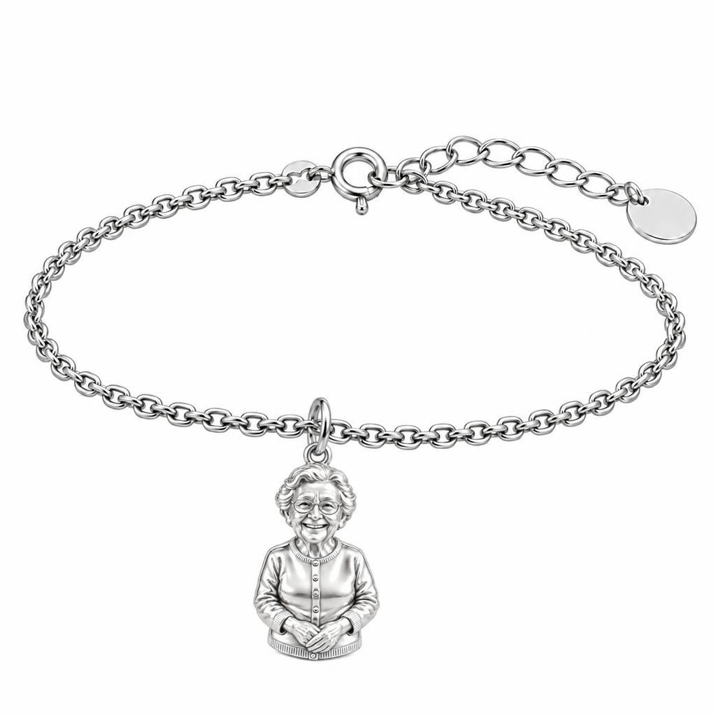 Beloved Matriarch Portrait Charm Bracelet Set – silver, front view