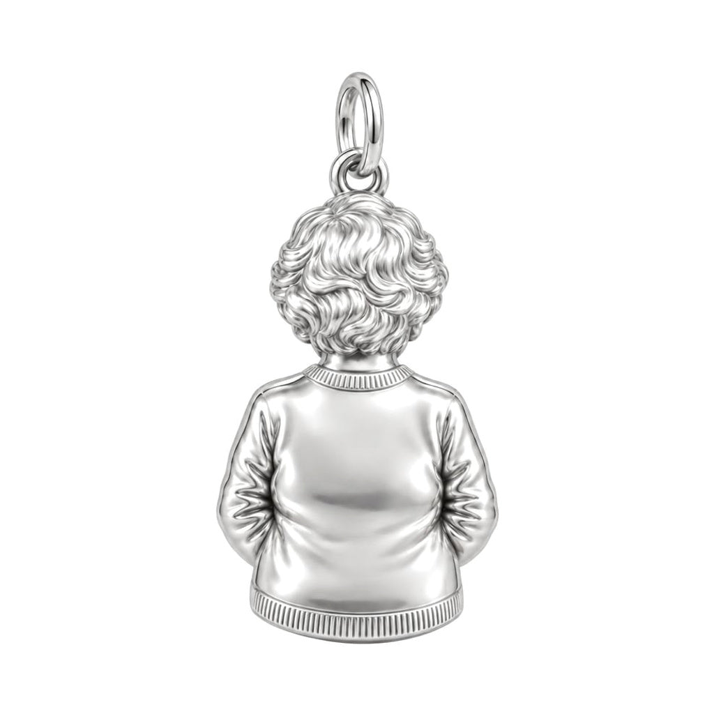 Beloved Matriarch Portrait Charm Bracelet Set – back of the charm, engraving area