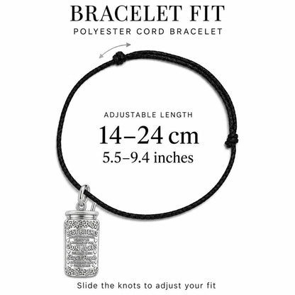 Best Bitches Tumbler Charm Bracelet – Personalized Bestie Gift – adjustable black cord bracelet, 14–24 cm