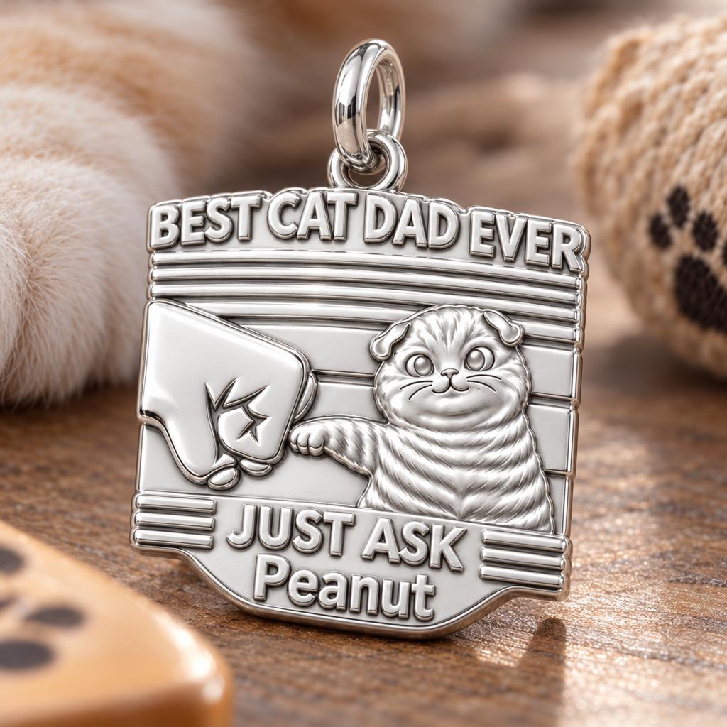 Best Cat Dad Fist Bump Charm Bracelet – Personalized Dad Gift – macro detail of the charm