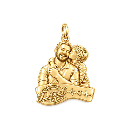 Best Dad Ever Portrait Charm Bracelet – Personalized Dad Gift – 18K gold plated 2 cm charm, front view