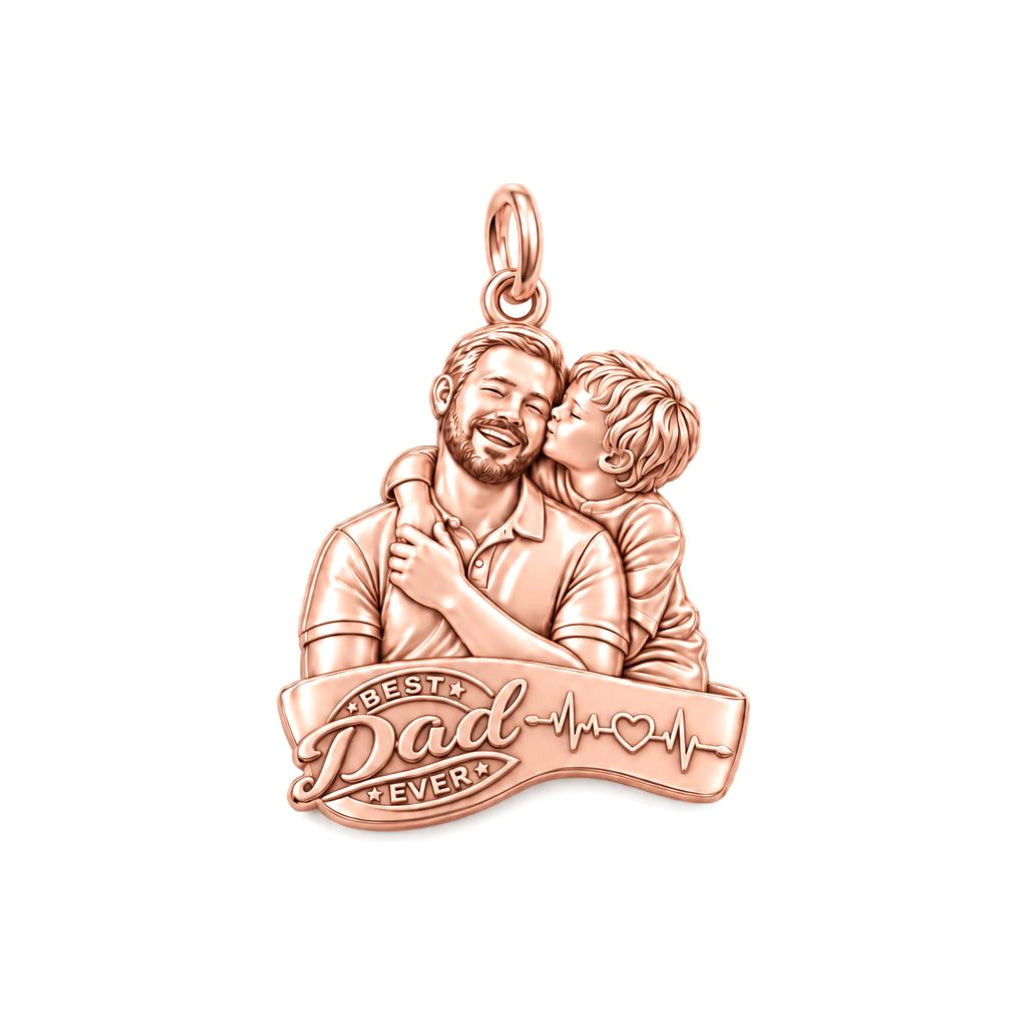 Best Dad Ever Portrait Charm Bracelet – Personalized Dad Gift – rose gold 2 cm charm, front view