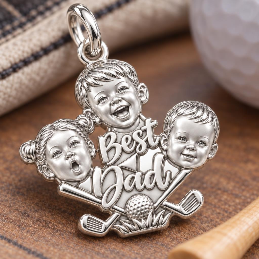 Best Dad Golf Pro Charm Bracelet – Personalized Dad Gift – macro detail of the charm