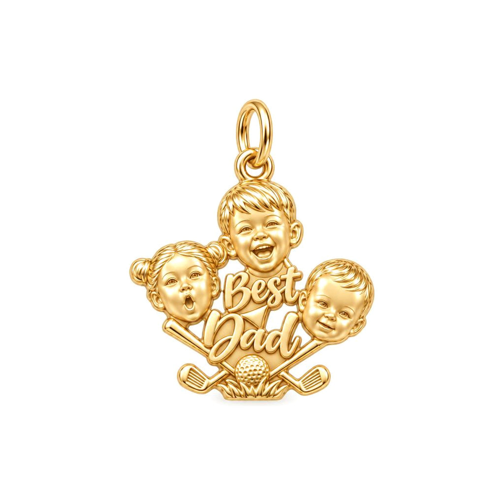 Best Dad Golf Pro Charm Bracelet – Personalized Dad Gift – 18K gold plated 3 cm charm, front view