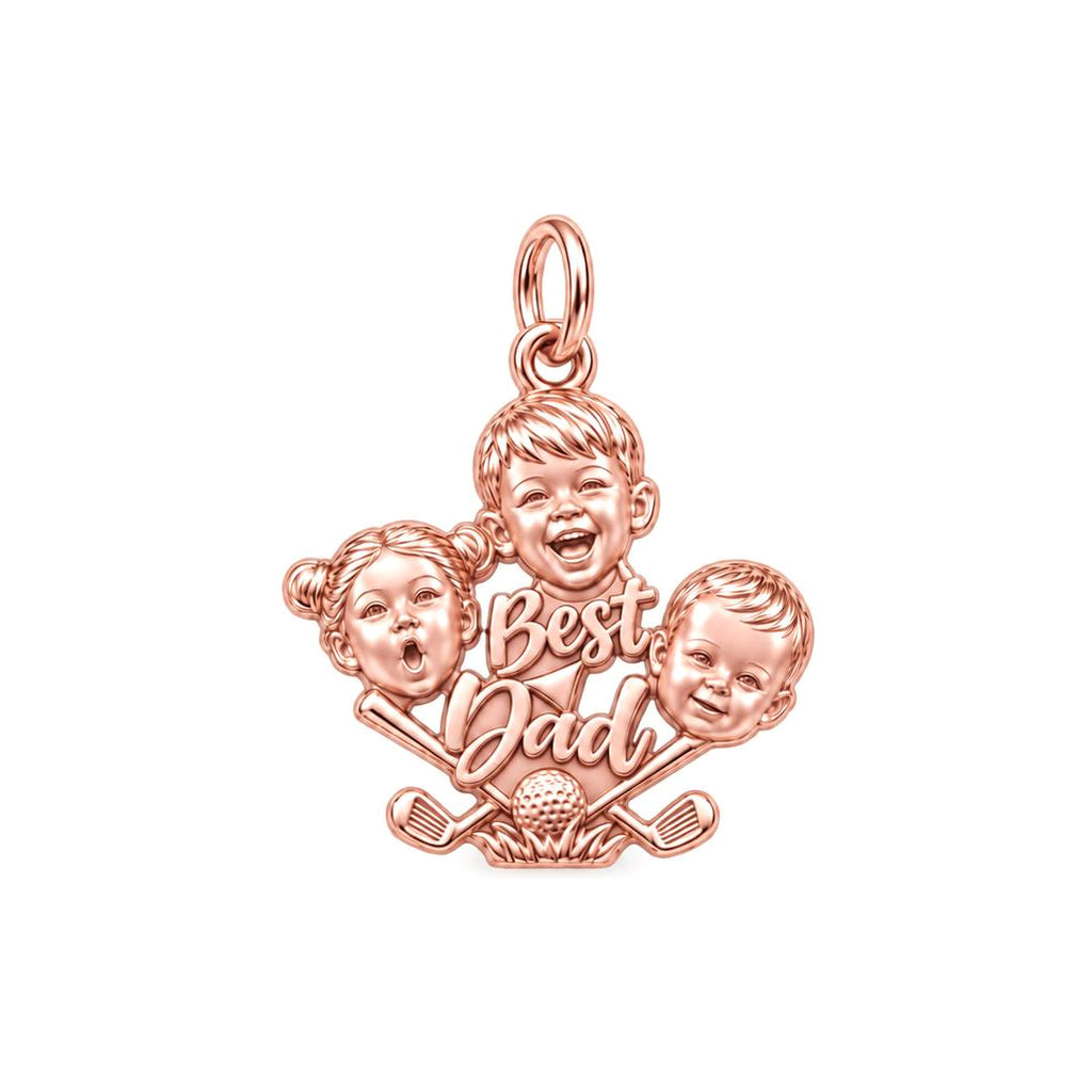 Best Dad Golf Pro Charm Bracelet – Personalized Dad Gift – rose gold 3 cm charm, front view