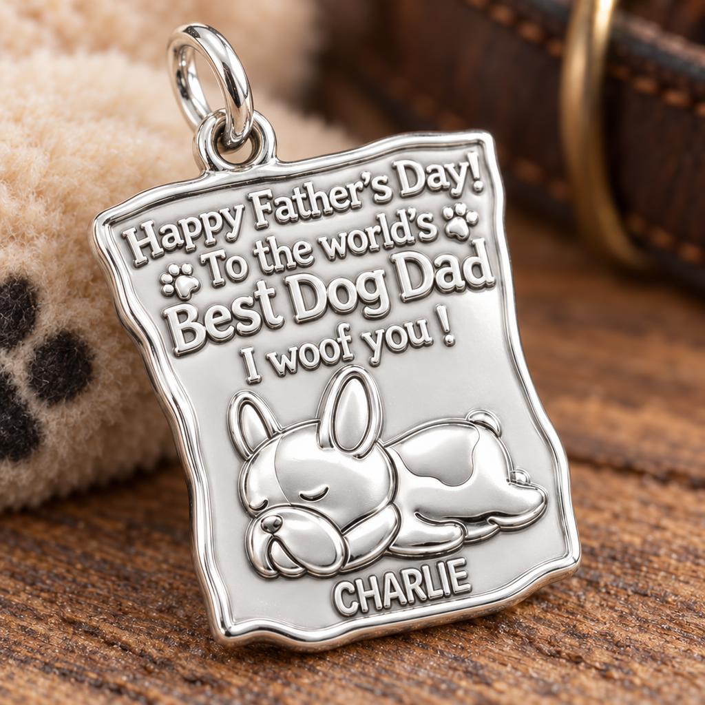 Best Dog Dad Charm Bracelet – Personalized Dog Dad Gift – macro detail of the charm