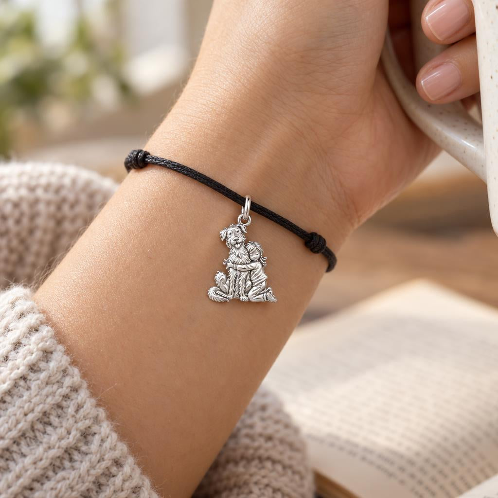 Best Friend Hug Charm and Polyester Cord Bracelet Set