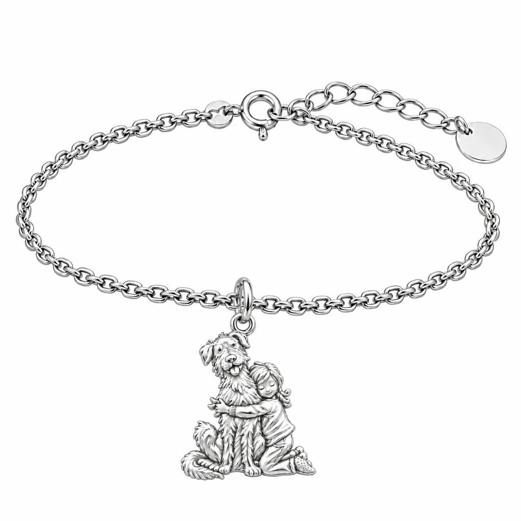Best Friend Hug Charm Bracelet Set – silver, front view