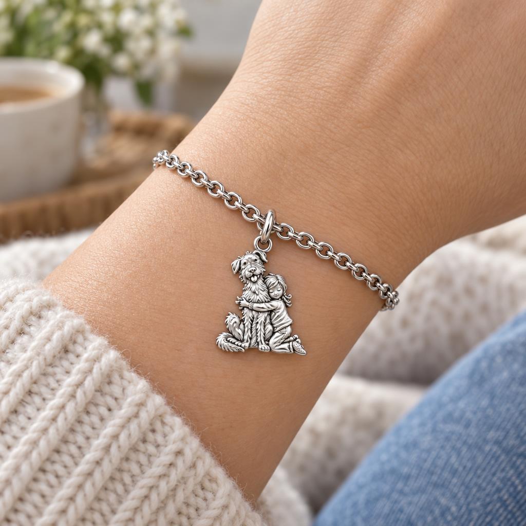 Best Friend Hug Charm Bracelet Set – worn / in use