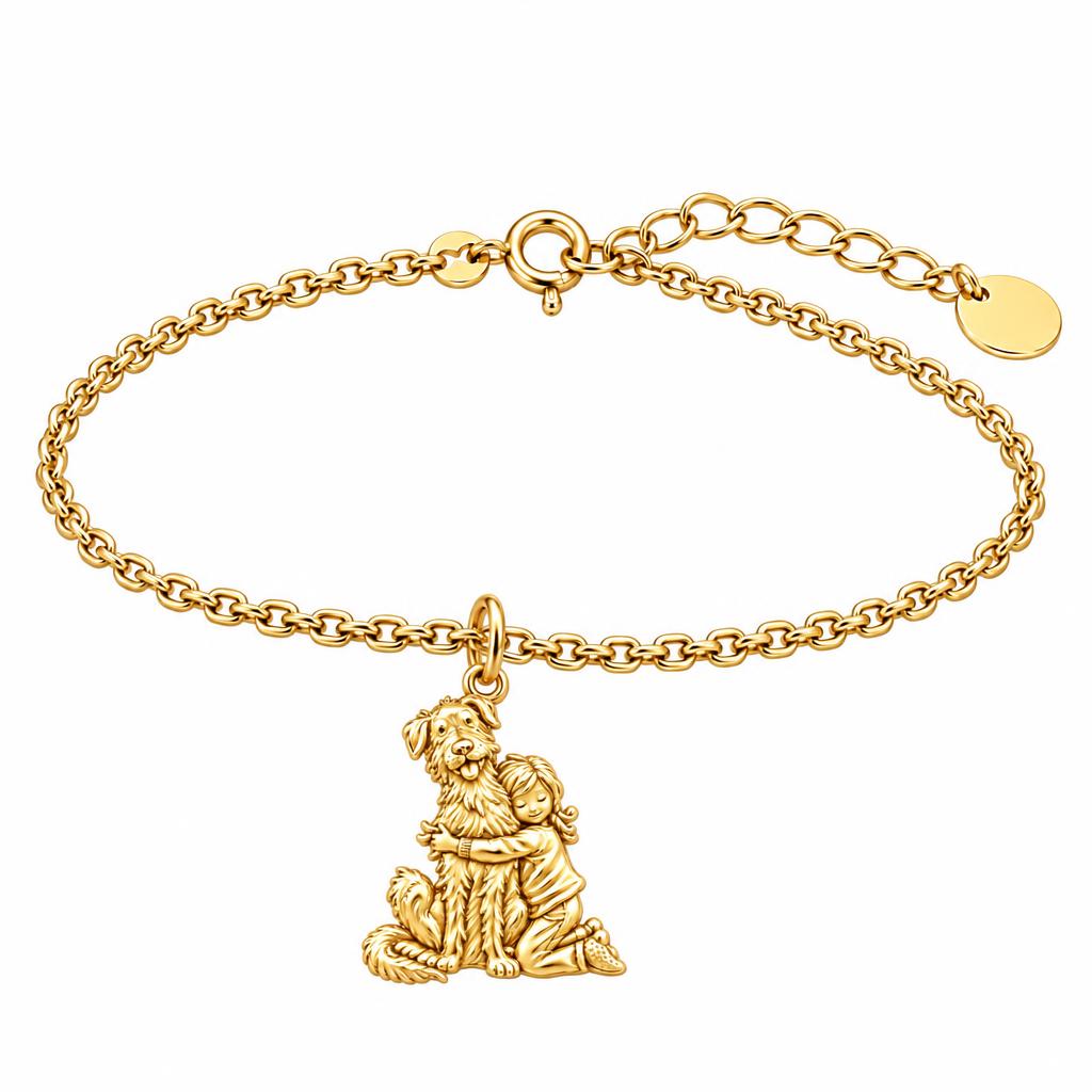 Best Friend Hug Charm Bracelet Set – 18K gold, front view
