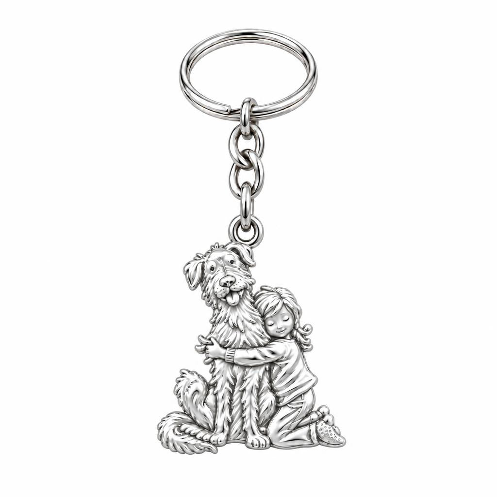 Best Friend Hug Charm Keychain – silver, front view