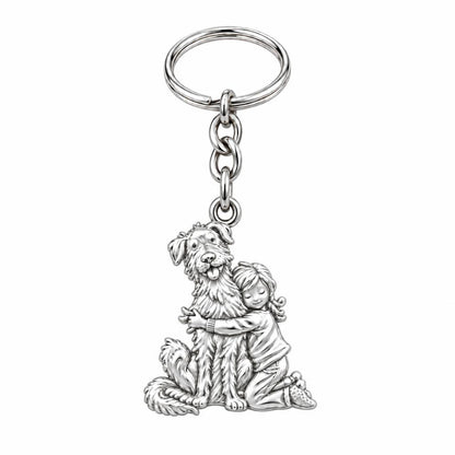 Best Friend Hug Charm Keychain – silver, front view