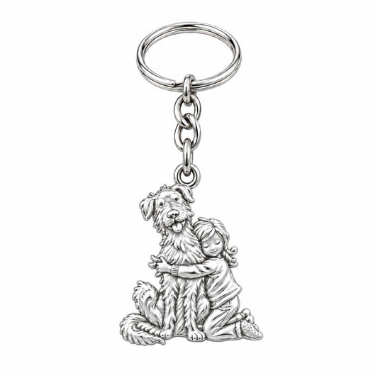 Best Friend Hug Charm Keychain – silver, front view