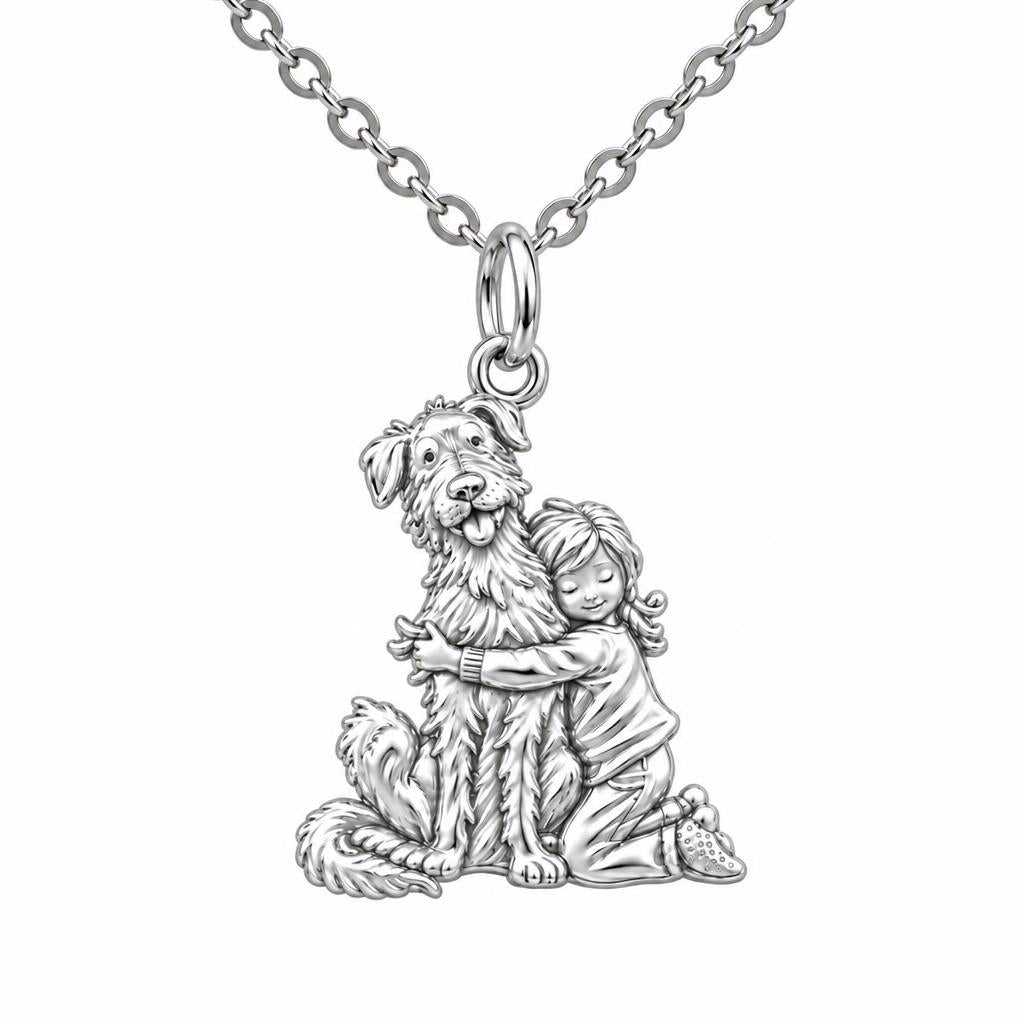 Best Friend Hug Charm Necklace Set – silver, front view