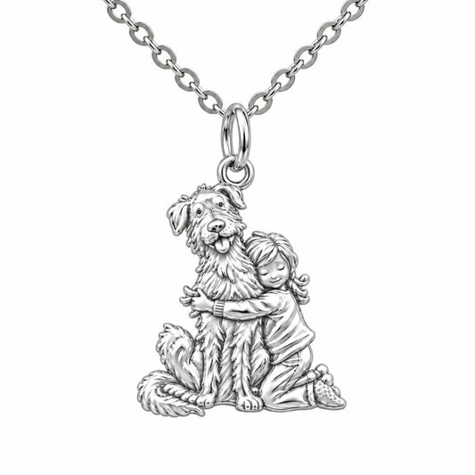 Best Friend Hug Charm Necklace Set – silver, front view