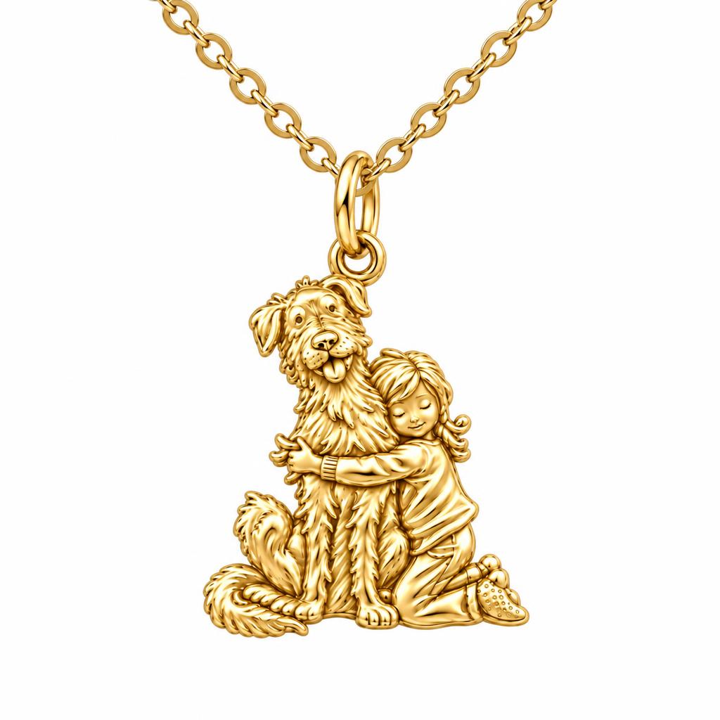 Best Friend Hug Charm Necklace Set – 18K gold, front view