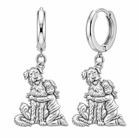 Best Friend Hug Huggie Charm Earrings – silver, front view