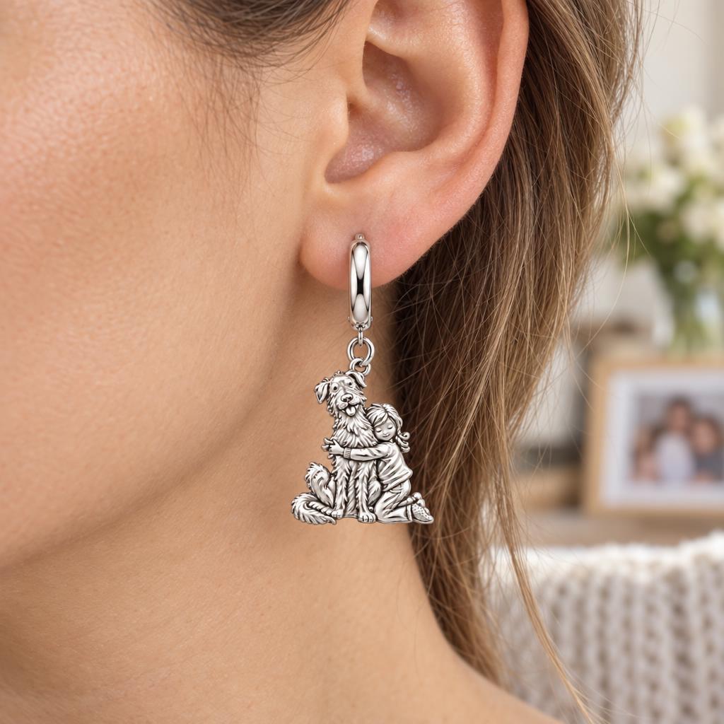 Best Friend Hug Huggie Charm Earrings – worn / in use
