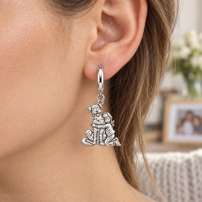 Best Friend Hug Huggie Charm Earrings – worn / in use